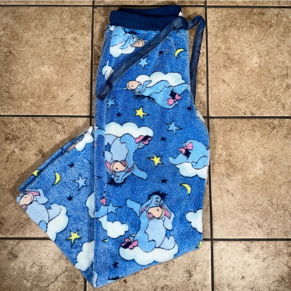 Disney Eeyore Blue PJ Bottoms say: SMALL